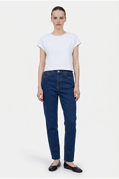 Sementa Pantaloni din denim Boyfit cu Lycra - Albastru închis