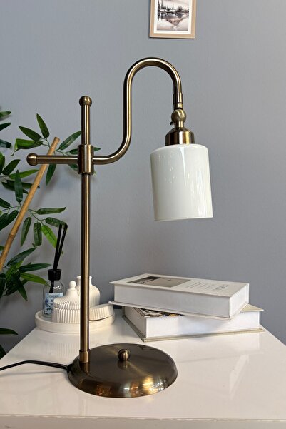 Bamyum Tiny Lampshade White Glass Double Curved Body Table Lamp Decorative De...