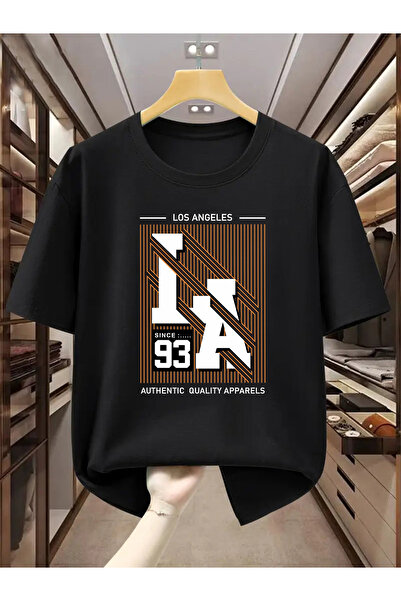 yiou trendy clothing تي شيرت رجالي بأكمام قصيرة من القطن الخالص مع طباعة موضو...