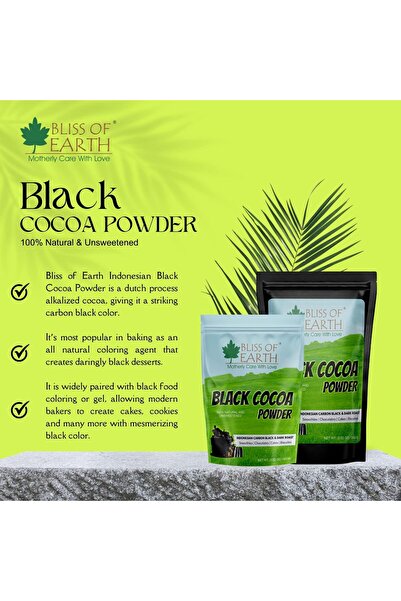 Bliss of Earth Black Cocoa Powder Natural and Unsweetened Carbon Black & Dark Roast, 100g | Perfect for Cooking & Baking Cakes, Biscuits, Oreo, Chocolates, Smoothies