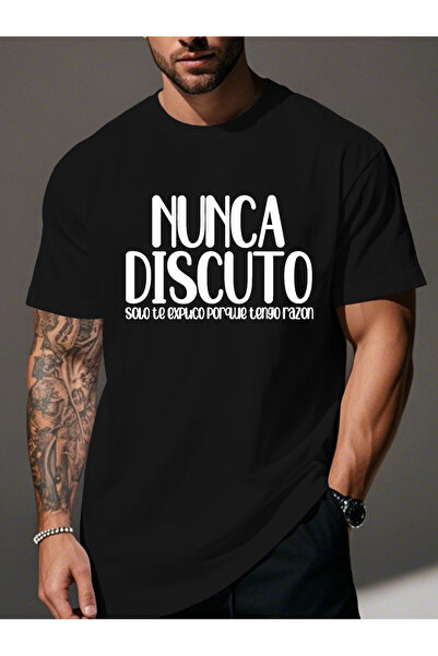 yiou trendy clothing تي شيرت رجالي بطبعة "NUNCA DISCUTO"