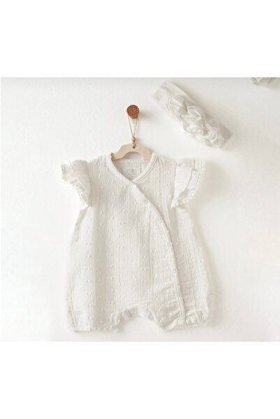 andywawa Li̇mi̇ Baby Girl Summer Soft Textured Muslin Shorts Overalls
