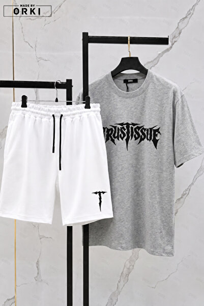 EFFRENATU Unisex Oversize Printed T-Shirt Shorts Set 2-Piece Summer Relaxed F...