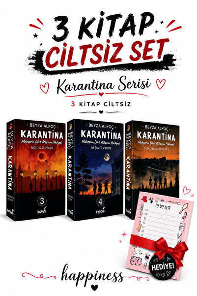 İndigo Kitap Karantina Serisi 3-4-5 Perde Ciltsiz 3’lü Kitap Seti