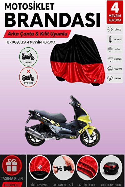 Cemku Double Black Top - Red Bottom, Rear Bag Compatible Gilera Runner Vxr 20...