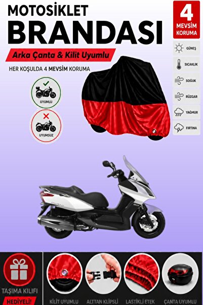 Cemku Double Black Top - Red Bottom, Rear Bag Compatible Kymco Downtown 300I ...