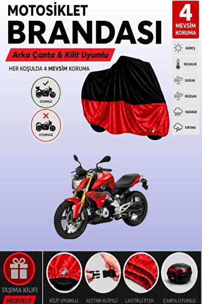 Cemku Double غطاء علوي أسود - سفلي أحمر، غطاء خلفي متوافق مع دراجة BMW G 310 ...