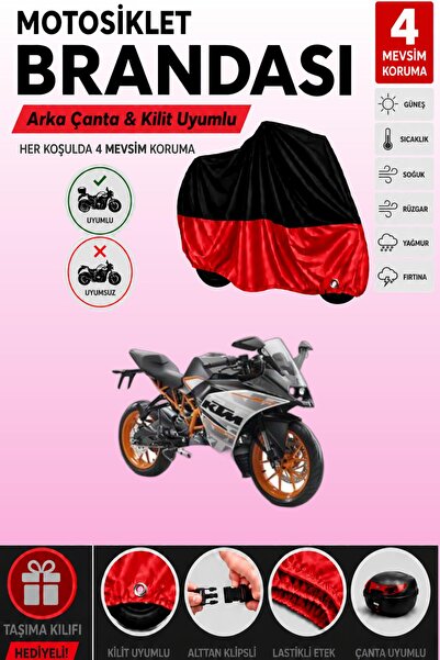 Cemku Double Black Top - Red Bottom, Rear Bag Compatible Ktm 250 Rc Abs Motor...