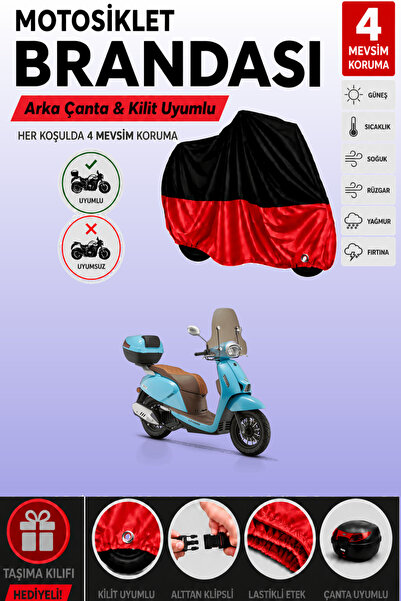 Cemku Double Black Top - Red Bottom, Rear Bag Compatible Rks Ltr 125 Motorcyc...
