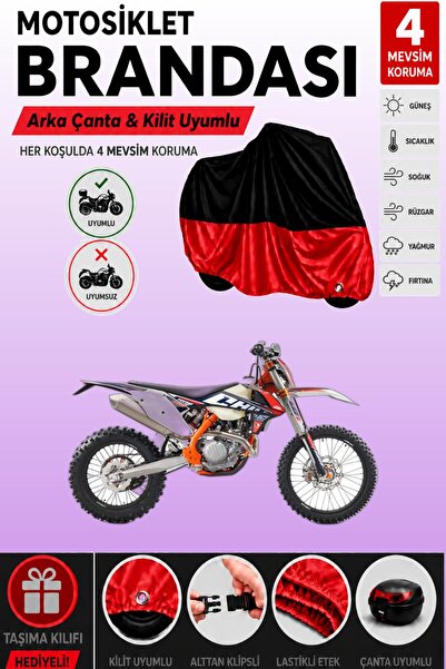 Cemku Double Black Top - Red Bottom, Rear Bag Compatible Ktm 450 Exc-F Six Da...
