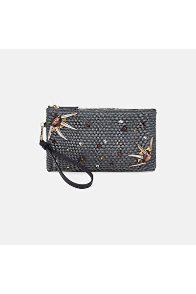Desa Women's Green Bead Embroidered Straw Clutch