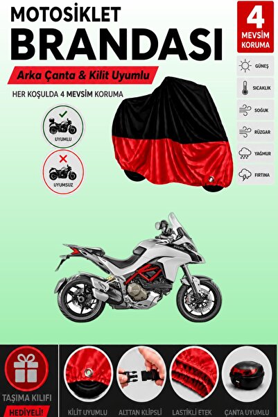 Cemku Double غطاء علوي أسود - سفلي أحمر، غطاء خلفي متوافق مع دراجة دوكاتي مول...