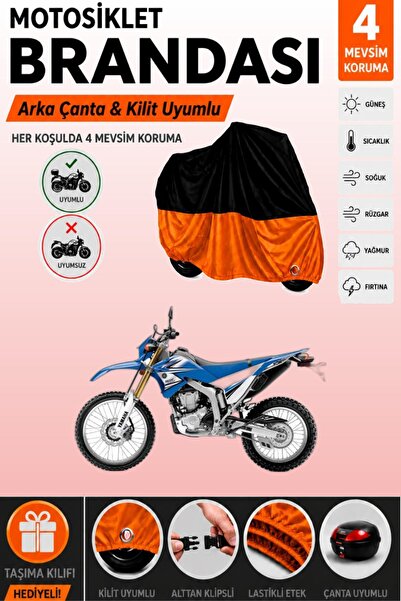 Cemku Double Black Top - Orange Bottom, Rear Bag Compatible Yamaha Wr 250 R M...