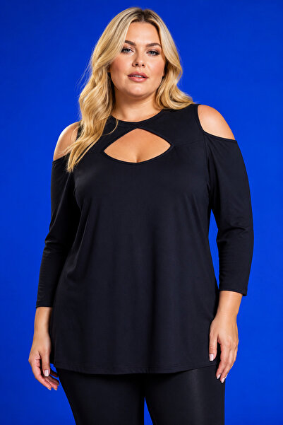 Roxxlen Women's Plus Size Off-The-Shoulder Blouse Black