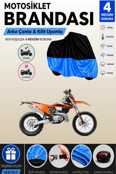 Cemku Double Black Top - Blue Bottom, Rear Bag Compatible Ktm 250 Exc Tpi Mot...