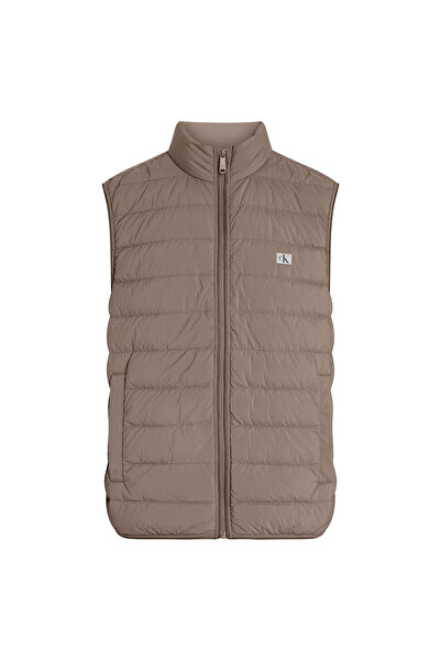 Calvin Klein Vestă matlasată ușoară din puf, fără mâneci, pentru bărbați, măr...