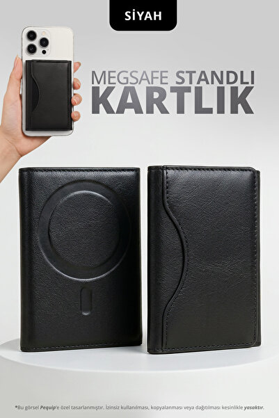 Pequip Magsafe Uyumlu 5 Kart Hazneli Mıknatıslı Cüzdan Kartlık Stand Özellikl...