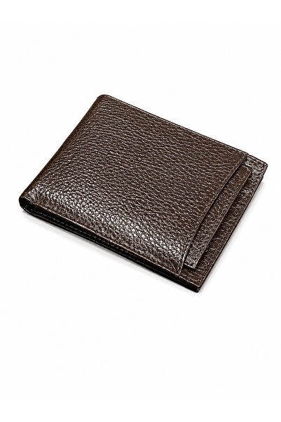 Basics&More Men's Brown 100% Genuine Calfskin Wallet with Transparent Id Comp...