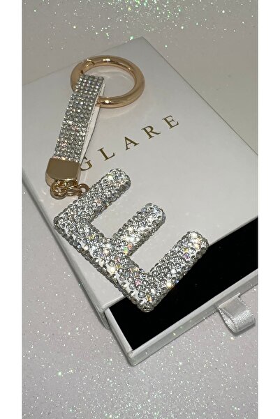 GLARE JEWELRY CO Luxury Zircon Stone Shiny E Letter Keychain Suitable for Car...