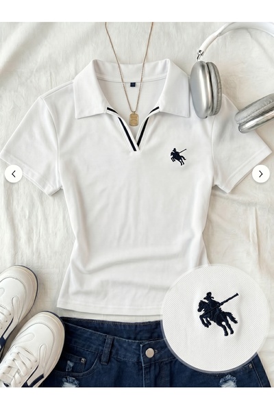 NİCE Soul Colorful Polo Collar Dtf Printed Blouse