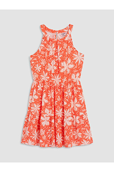 LC Waikiki Rmz Gi̇yi̇m Farkiyla Halter Roba Collar Floral Girl's Dress