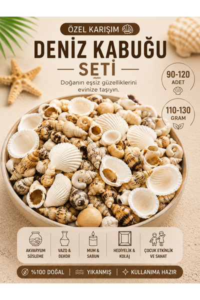 Artdeco Özel Karışım Gerçek Doğal Deniz Kabukları Seti (90-120 Adet 110-130 G...