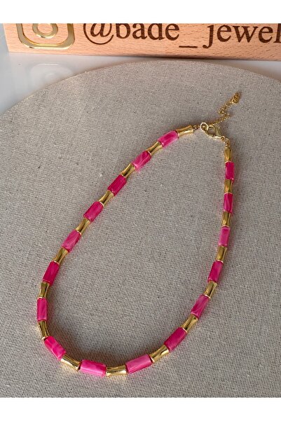 Bade Jewelry Vip Gold&Pink Stylish Anti-Tarnish Necklace 45+5 cm