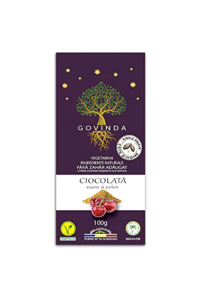 Govinda CHOCOLATE DEHYDRATED CHERRY AND POLLEN - 100g - Gluten Free - Vegan