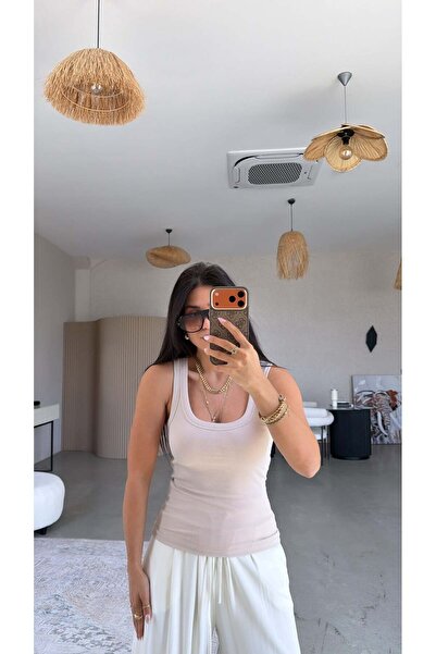 Buket Teke Beige Oval Neck Athlete Shirt