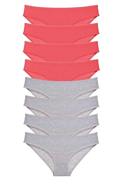 Royaleks 8 Pieces Super Eco Set Lycra Women's Slip Panties Fuchsia Gray