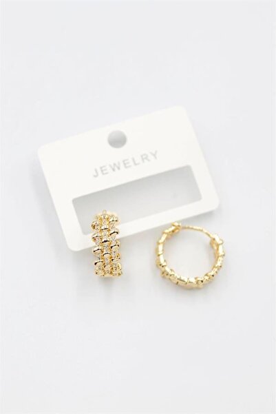 atastore2017 Jewelled Hoop Earrings - Gold