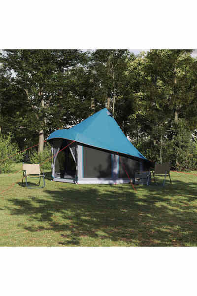 vidaxl Cort Tipi cu acoperis albastru 404 x 370 x 270 cm tafta