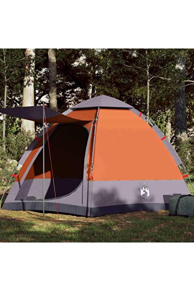 vidaxl Cort camping cabana 4 persoane gri/portocaliu setare rapida