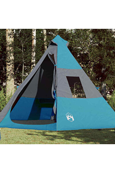 vidaxl Cort de camping tipi pentru 7 persoane, albastru, impermeabil