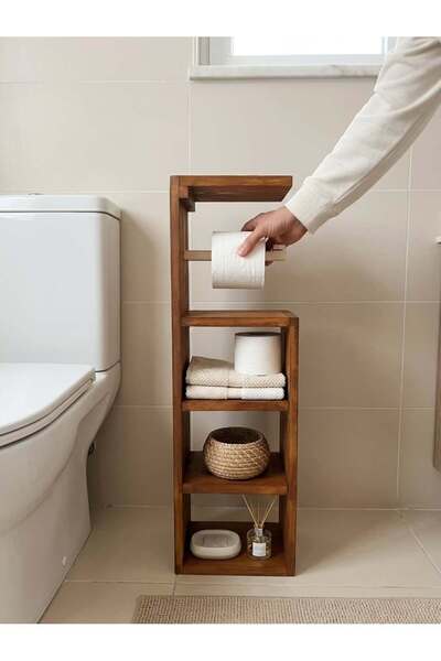 Doku Ahşap Ahşap Banyo Organizeri | Minimal Dekoratif Banyo Düzenleyici Stand