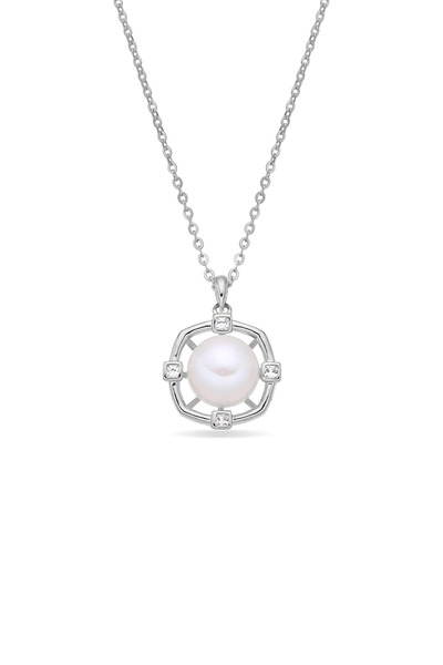 Lisa&Co. Silver Captive Pearl Chain Rhodium plated silver / Zircon/shellpearl...
