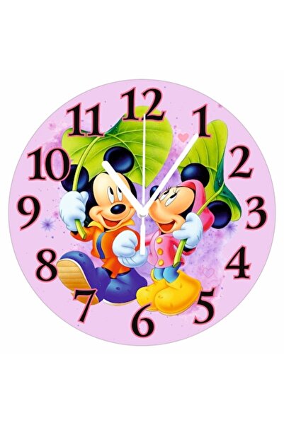 OEM Ceas de perete Mickey & Minnie (sub umbrelă), MDF, Imprimare color UV, 30 cm