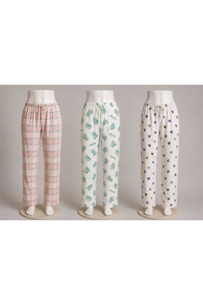 Aderente Kadın 3'Lü Süprem Kumaş Lastikli Tek Alt Pijama