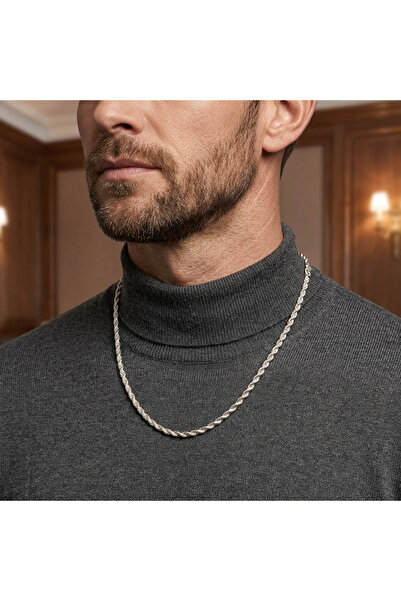 Silver Antique Chain Necklace for Men & Women - Byzantine Braided Cuban Rope ...