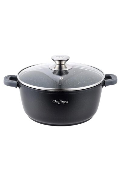 cheffinger Αντικολλητική Κατσαρόλα 28cm με Μαρμάρινη Επίστρωση Γυάλινο Καπάκι...