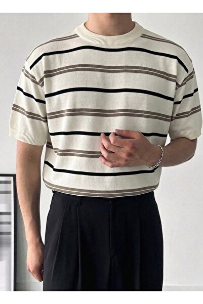 ModaYaren Unisex Striped Crew Neck Oversize T-Shirt