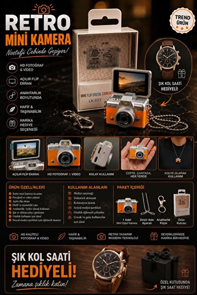 CASTU Mini Flip Ekranlı Retro Dijital Kamera Anahtarlık Turuncu | Fotoğraf & ...
