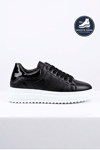Godystep Umbra Black Men's Perforated Detailed Fusped Comfortable White Sole ...