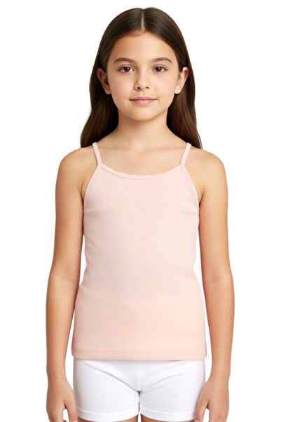 hadiora Girl's Powder Color Cotton Plain Undershirt with String Straps