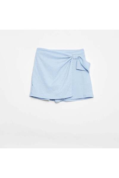 KIABI Solid Lightweight Knit Skort SKY BLUE