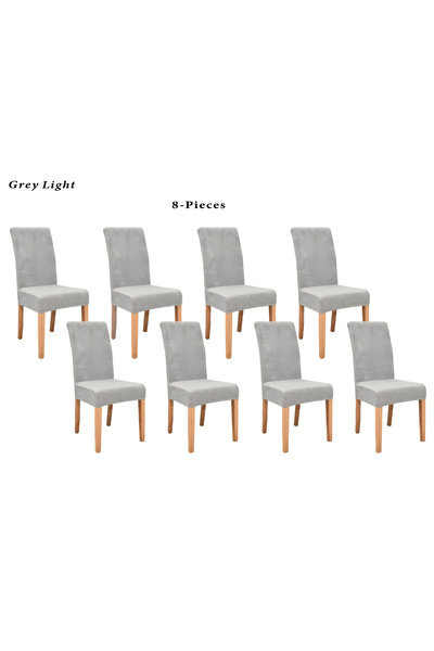 Evory Home Velvet Dining Fitted Chair Covers Set of 8 Stretch Elastic Soft Ch...