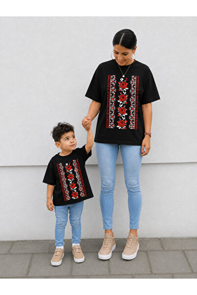 VODEXA Μπλουζάκι Mother Child Oversize, Σετ με δύο μπλουζάκια, 100% βαμβάκι, ...