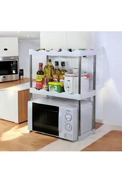 UNİBOX 3-Tier, 2-Shelf Microwave Oven Rack, Plastic and Stainless Steel
