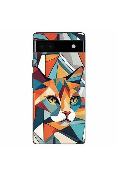 OEM Husa compatibila cu Google Pixel 6A Silicon Gel Tpu Model Cubic Cat Art