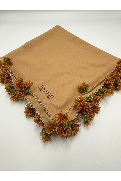 Şatilli Handmade İğne oyalı ve kurdele oyalı el emeği yazma 100x100 dört kena...